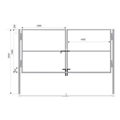 Ворота распашные каркас со столбами 3х1,5 м красно-коричневые - фото 2