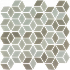Мозаика Mir Mosaic Natural Steppa ромбы серая стеклянная 270х260х5 мм глянцевая