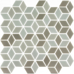 Мозаика Mir Mosaic Natural Steppa ромбы серая стеклянная 270х260х5 мм глянцевая - фото 1