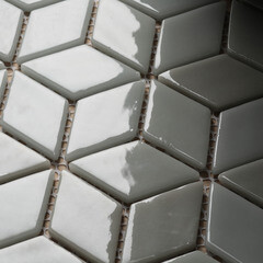 Мозаика Mir Mosaic Natural Steppa ромбы серая стеклянная 270х260х5 мм глянцевая - фото 4