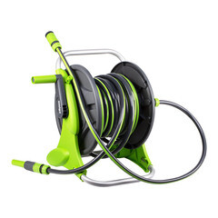 Катушка с поливочным шлангом 15 м Amigo пластиковая с набором коннекторов (79605) - фото 1