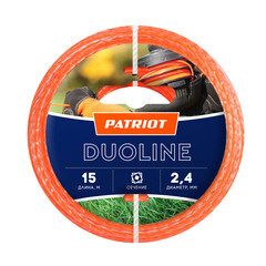 Леска для триммера Patriot Duoline витой квадрат 2,4 мм х 15 м оранжевая (805401161) - фото 1