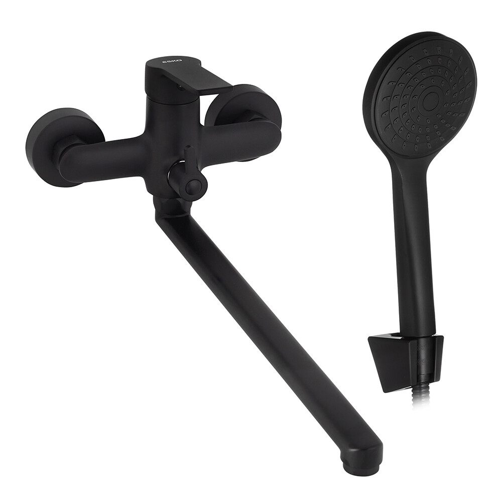 Изображение товара Смеситель для ванны Esko Singapore черный однорычажный с длинным изливом с лейкой (SB 31) Изображение товара Смеситель для ванны Esko Singapore черный однорычажный с длинным изливом с лейкой (SB 31)