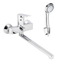 Смеситель для ванны Decoroom DR22 хром однорычажный с длинным изливом с лейкой (DR22043)