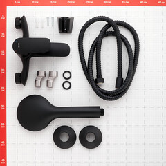 Смеситель для ванны Milardo Rora черный однорычажный с коротким изливом с лейкой (RORBL00M02) - фото 3