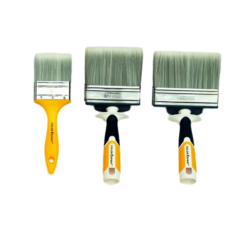 Набор кистей плоских искусственная щетина прорезиненная ручка Color Expert для лаков на любой основе (3 шт.)
