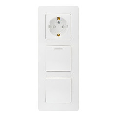 Изображение товара Блок выключатель и розетка Systeme Electric Blanca двухклавишный встраиваемый белый с подсветкой (BLNBS101111)