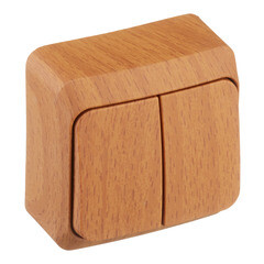 Выключатель Systeme Electric Этюд двухклавишный накладной бук (BA10-002T) - фото 4