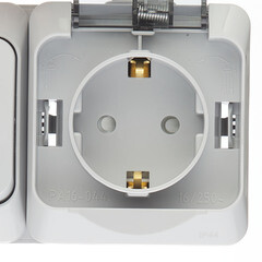 Блок переключатель и розетка Systeme Electric Этюд одноклавишный накладной серый (BPA16-246C) - фото 2