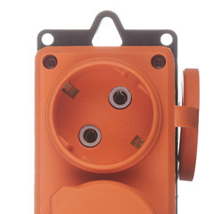 Розетка штепсельная UNIVersal тройная с заземлением IP44 оранжевая - фото 2