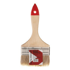 Кисть плоская натуральная щетина деревянная ручка 100х8 мм для эмалей и лаков на алкидной основе - фото 2