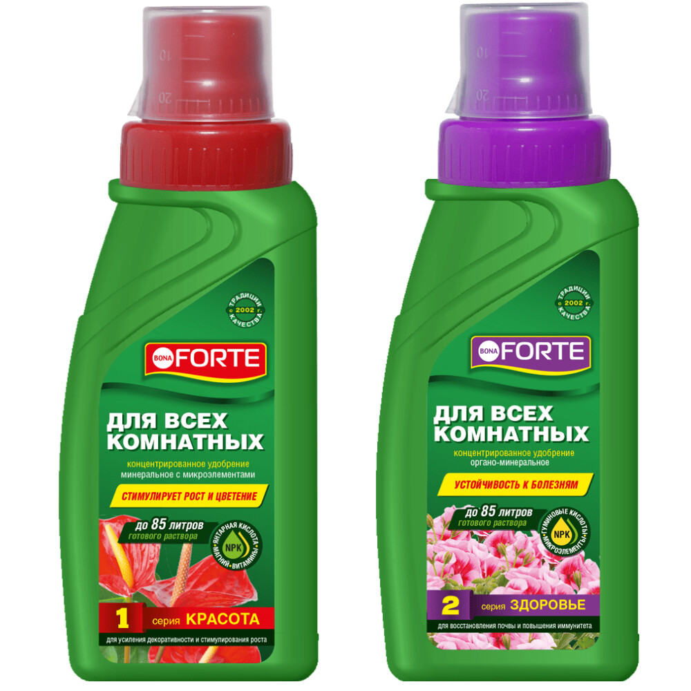 Изображение товара Удобрение жидкое для комнатных растений Красота + Здоровье Bona Forte 570 мл