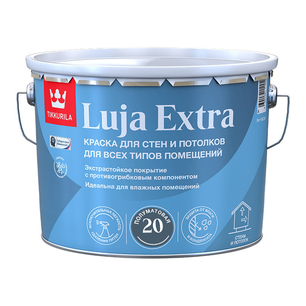 Изображение товара Краска моющаяся Tikkurila Tikkivala Luja Extra полуматовая 9 л для внутренних помещений