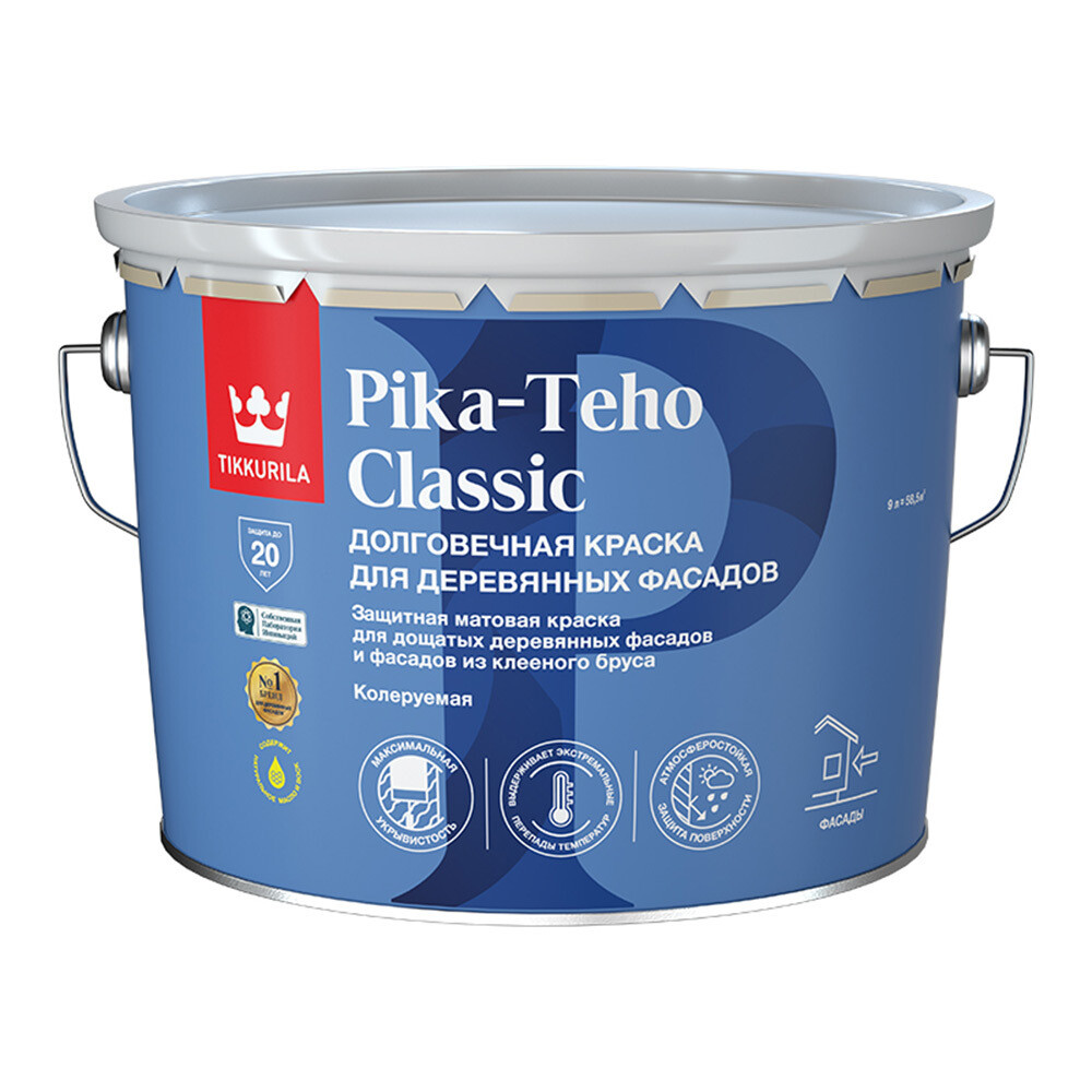 Изображение товара Фасадная краска для дерева Tikkurila Pika-Teho Classic 9л водно-дисперсионная бесцветная