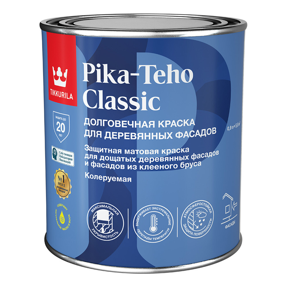 Изображение товара Краска фасадная по дереву Tikkurila Pika-Teho Classic бесцветная 0,9л
