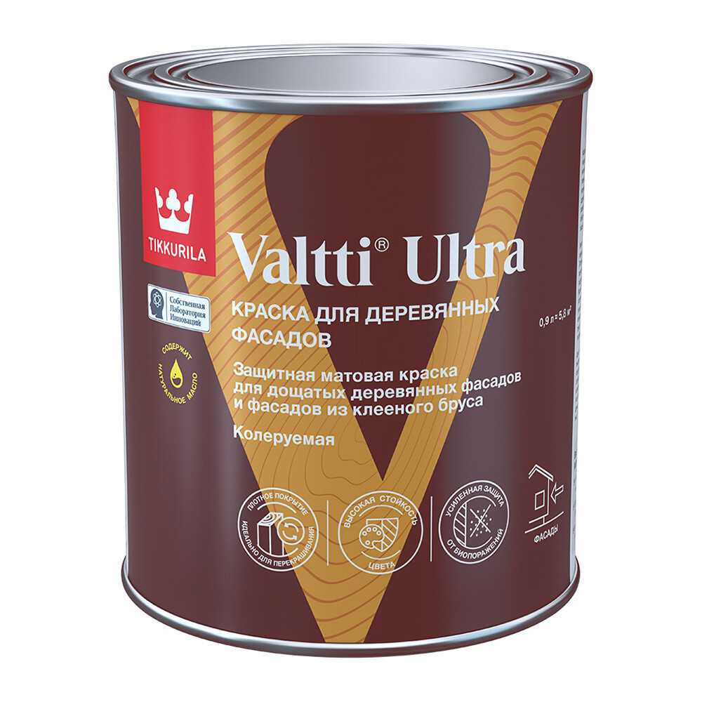 Изображение товара Фасадная краска по дереву Tikkurila Valtti Ultra водно-дисперсионная 0,9 л белая