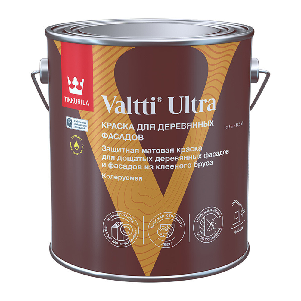 Изображение товара Фасадная водно-дисперсионная краска для дерева Tikkurila Valtti Ultra 2,7 л бесцветная