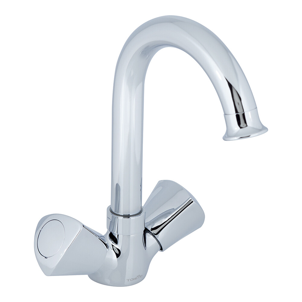 Смеситель для раковины Tokito Edo хром двухвентильный с поворотным изливом (TOK-EDO-1011)