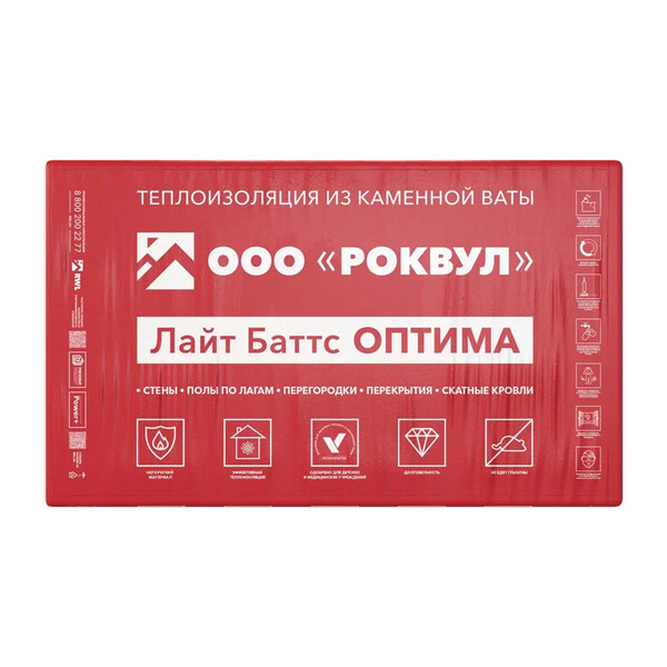 Утеплитель Роквул Лайт Баттс Оптима 100х600х1000 мм 3 кв.м — купить в ...