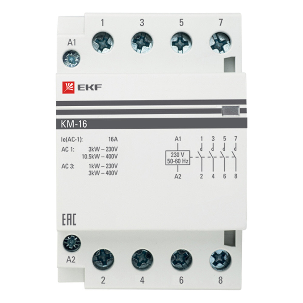 Изображение товара Модульный контактор EKF PROxima КМ (km-3-16-40), 16 А, 230-240 В, IP20