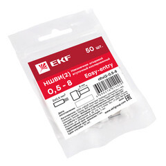 Наконечник штыревой втулочный изолированный EKF PROxima НШВИ(2) 8 мм х 0,5 кв. мм (50 шт.) - фото 3