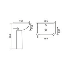 Комплект раковина с пьедесталом Lavelly Terra 61 см белая (1020760) - фото 4