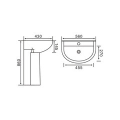 Комплект раковина с пьедесталом Lavelly Sitis 56 см белая (1020759) - фото 4