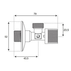 Кран шаровой латунный СТМ 1/2 НР(ш) х 1/2 НР(ш) к бытовой технике проходной бабочка с отражателем угловой (CAME1212) - фото 4