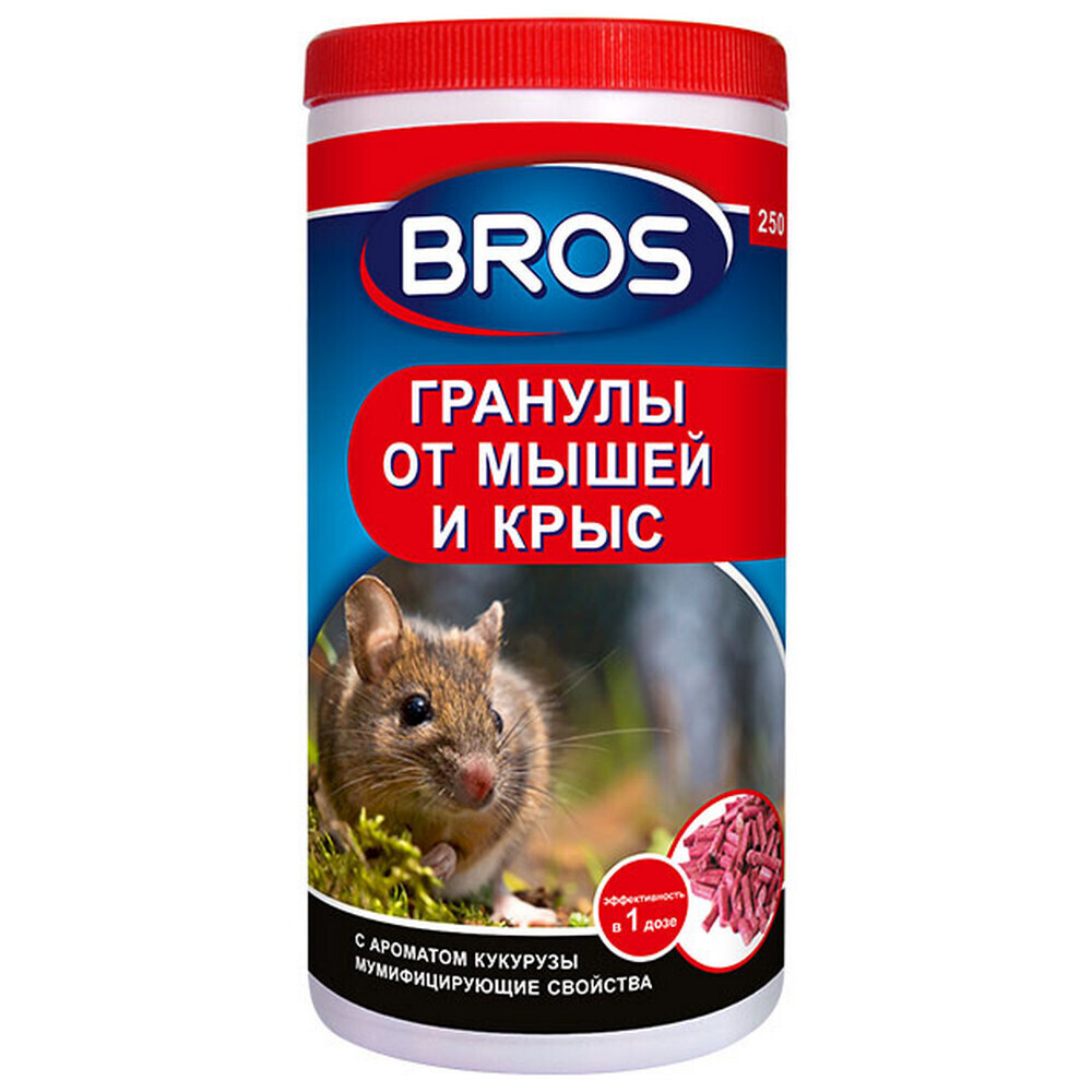Изображение товара Средство для защиты от крыс и мышей Bros 250 г гранулы – эффективная приманка от грызунов