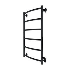 Полотенцесушитель водяной Indigo Arc 700х300 мм лесенка с боковым подключением 600 мм черный муар - фото 1
