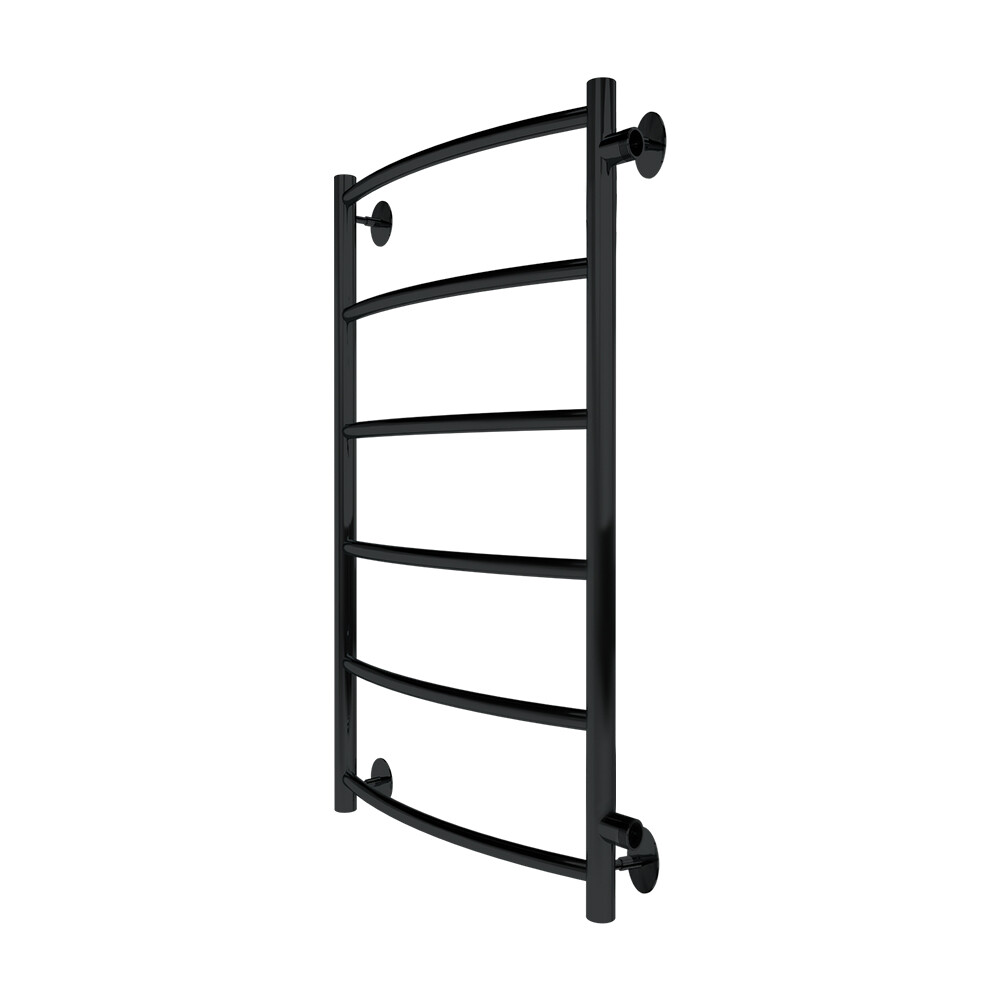 Полотенцесушитель водяной Indigo Arc 700х300 мм лесенка с боковым подключением 600 мм черный муар