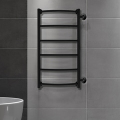 Полотенцесушитель водяной Indigo Arc 700х300 мм лесенка с боковым подключением 600 мм черный муар - фото 3