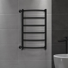 Полотенцесушитель водяной Indigo Arc 700х400 мм лесенка с боковым подключением 600 мм черный муар - фото 3