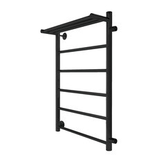 Полотенцесушитель водяной Indigo Line 700х400 мм лесенка с боковым подключением 600 мм справа с полкой черный муар - фото 1
