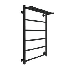 Полотенцесушитель водяной Indigo Line 700х400 мм лесенка с боковым подключением 600 мм слева с полкой черный муар - фото 1