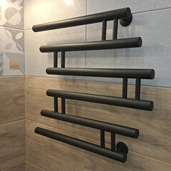 Полотенцесушитель водяной Indigo Zip 500х500 мм фокстрот с боковым подключением 500 мм черный муар - фото 5