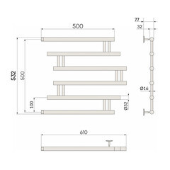 Полотенцесушитель водяной Indigo Zip 500х500 мм фокстрот с боковым подключением 500 мм черный муар - фото 6