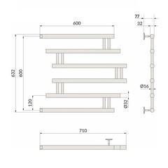 Полотенцесушитель водяной Indigo Zip 600х600 мм фокстрот с боковым подключением 600 мм черный муар - фото 5