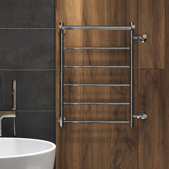 Полотенцесушитель водяной Indigo Line 700х400 мм лесенка с боковым подключением 600 мм справа с полкой хром - фото 3