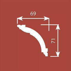 Плинтус потолочный из экополимера ударопрочный 69х71х2000 мм Cosca Decor KX - фото 3