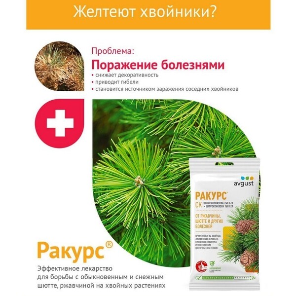 Средство для защиты хвойных растений от болезней Avgust Ракурс 4 мл ...