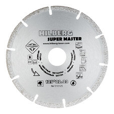 Диск алмазный по металлу Hilberg 125x22,2x1,7 мм сегментный сухой рез (510125)