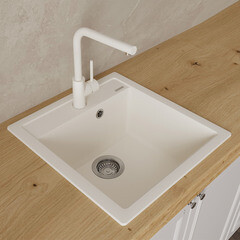 Мойка для кухни Florentina Липси 51х51х22 см врезная с сифоном кварц жасмин - фото 3