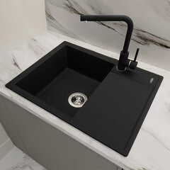Мойка для кухни Florentina Консул 64х50х20 см врезная с крылом с сифоном кварц антрацит - фото 2