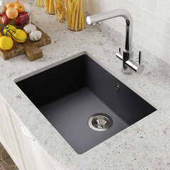 Мойка для кухни Florentina Вега 54х42х22 см встраиваемая с сифоном кварц антрацит - фото 2