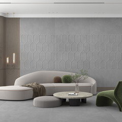 Керамогранит Lavelly Hexagon Relief темно-серый матовый 1200х600х8,5 мм (2 шт.=1,44 кв.м) - фото 8