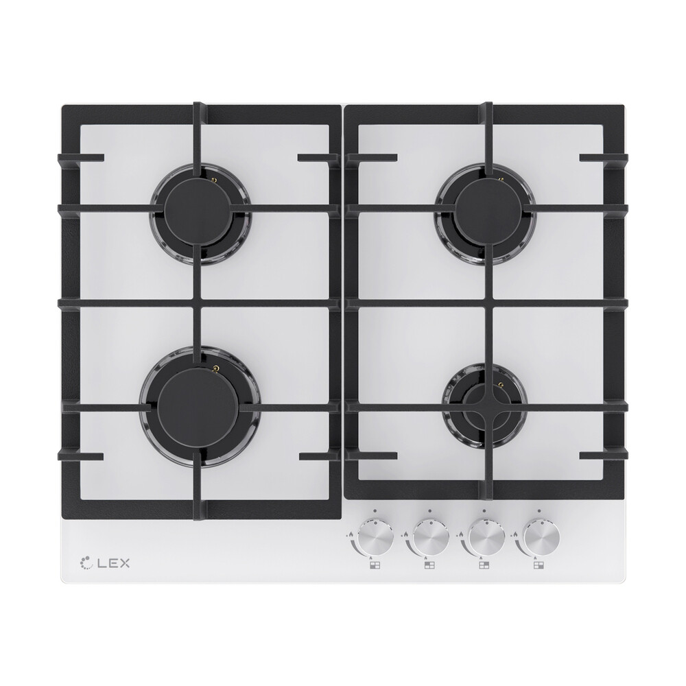 Изображение товара Варочная панель газовая Lex GVG 642A WH 4 конфорки белая Изображение товара Варочная панель газовая Lex GVG 642A WH 4 конфорки белая