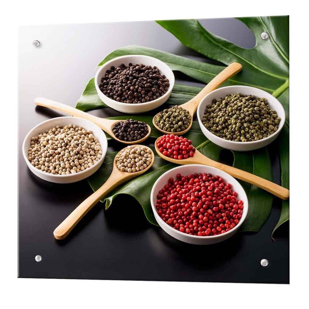 Панель стеновая закаленное стекло для кухни 600х600х4 мм четыре перца