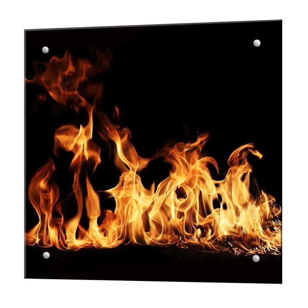 Панель стеновая закаленное стекло для кухни 600х600х4 мм пламя