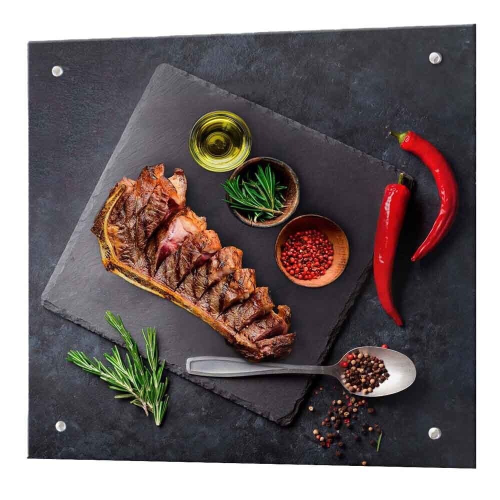 Панель стеновая закаленное стекло для кухни 600х600х4 мм рибай